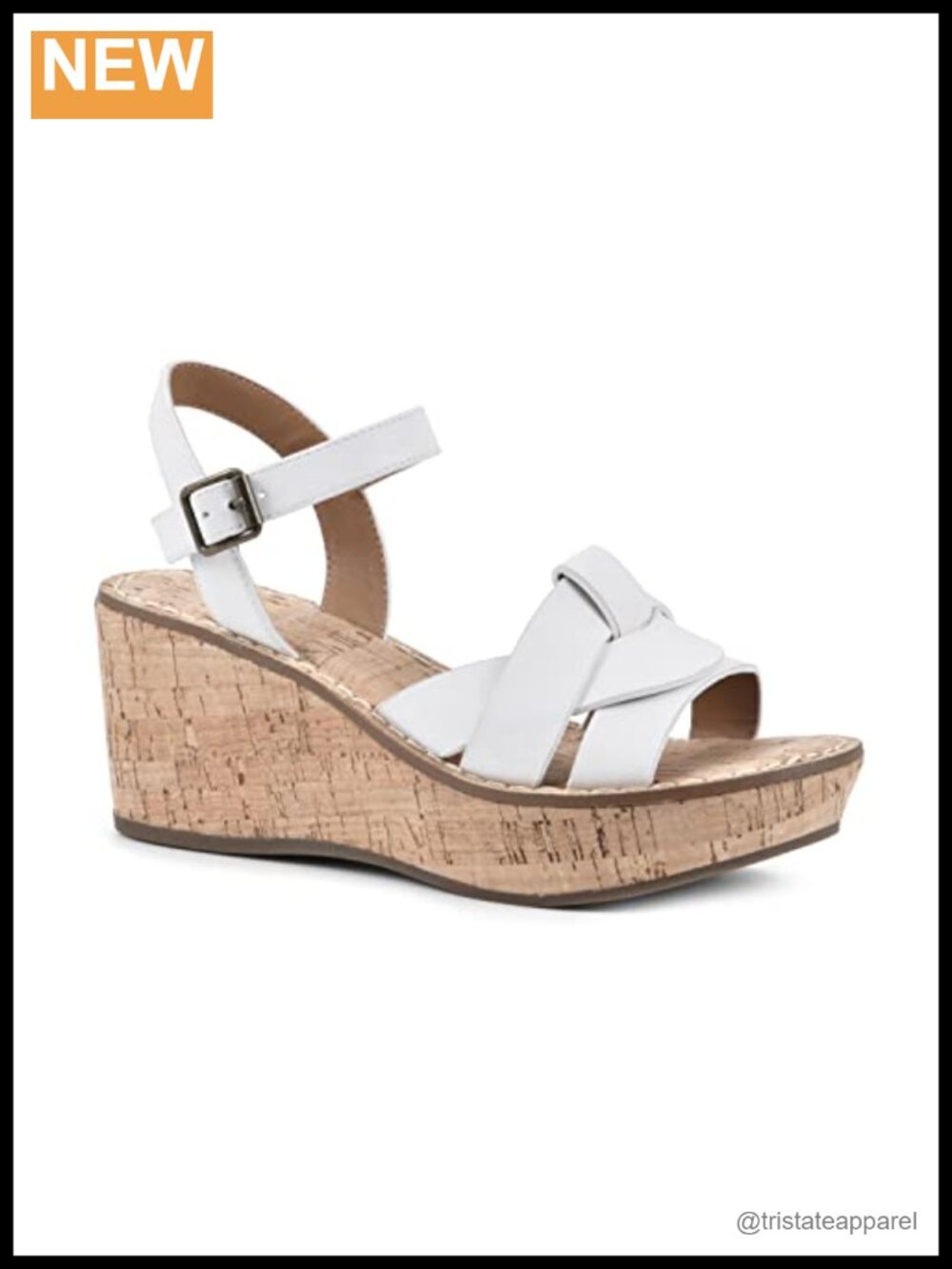 Cork Wedge Sandals with Woven Straps and Adjustable Ankle Strap